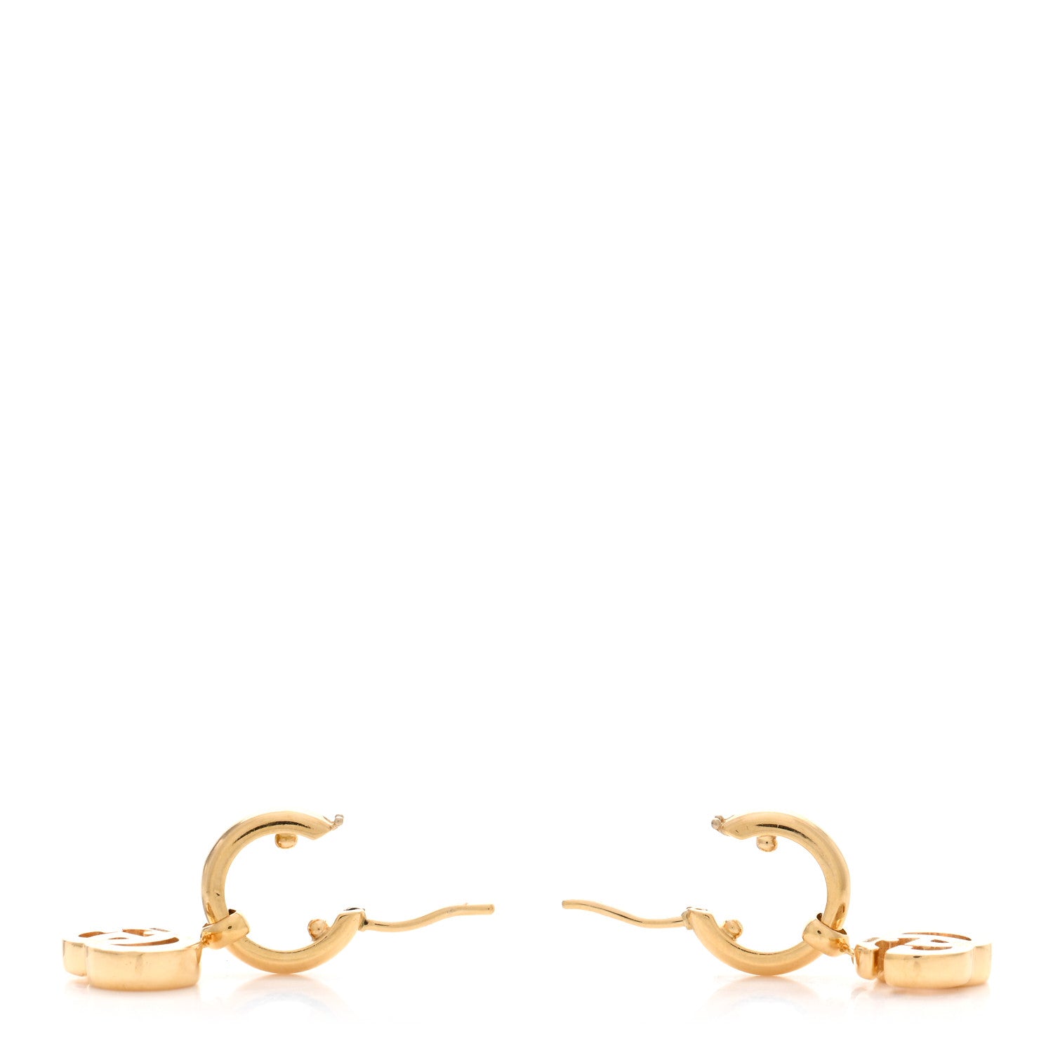Gucci 18K Yellow Gold Running G Drop Hoop Earrings 4 of 5