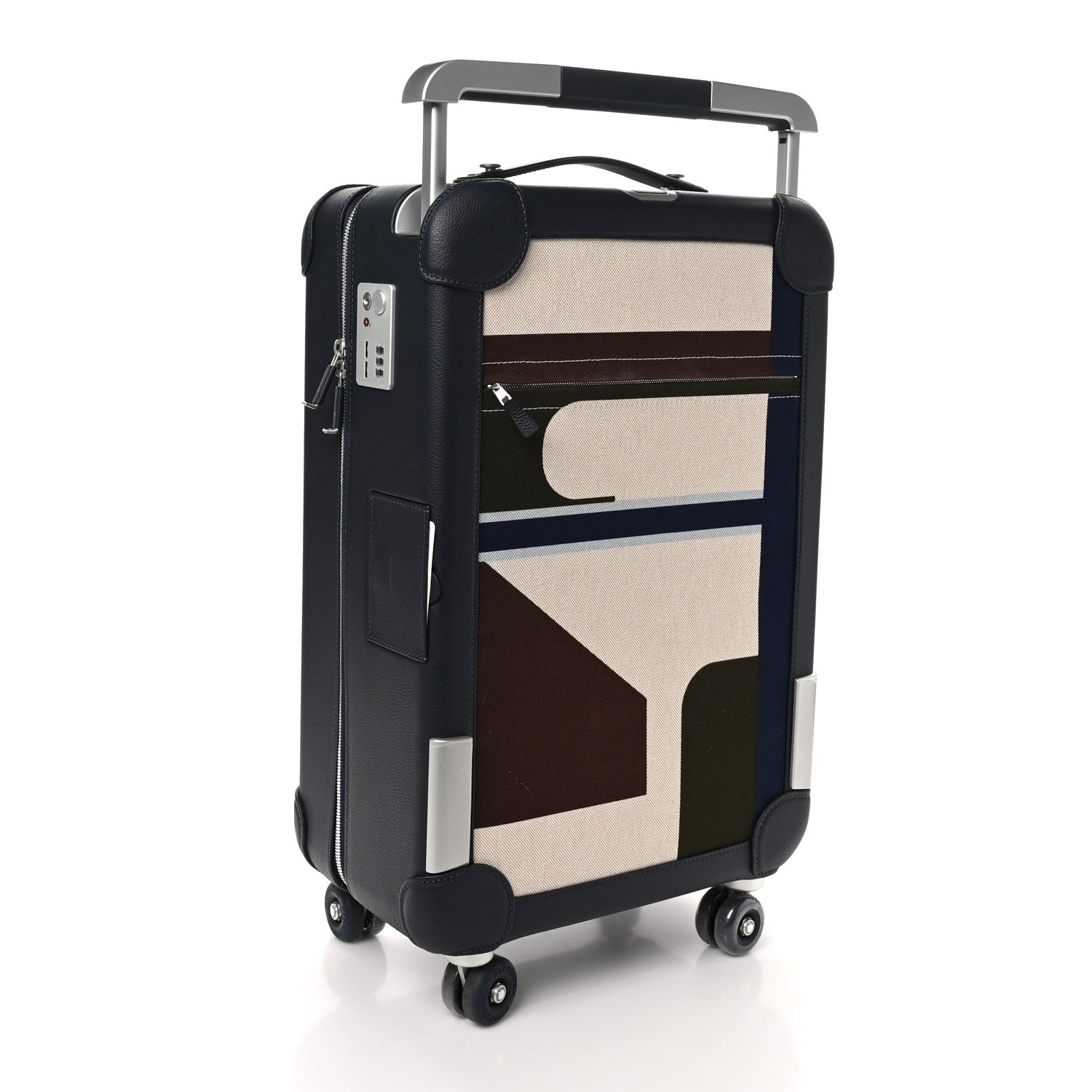 Hermes H Plume Canvas Taurillon Cabine R.M.S. Trolley Case Luggage Indigo Ecru Bleu Nuit 5 of 15