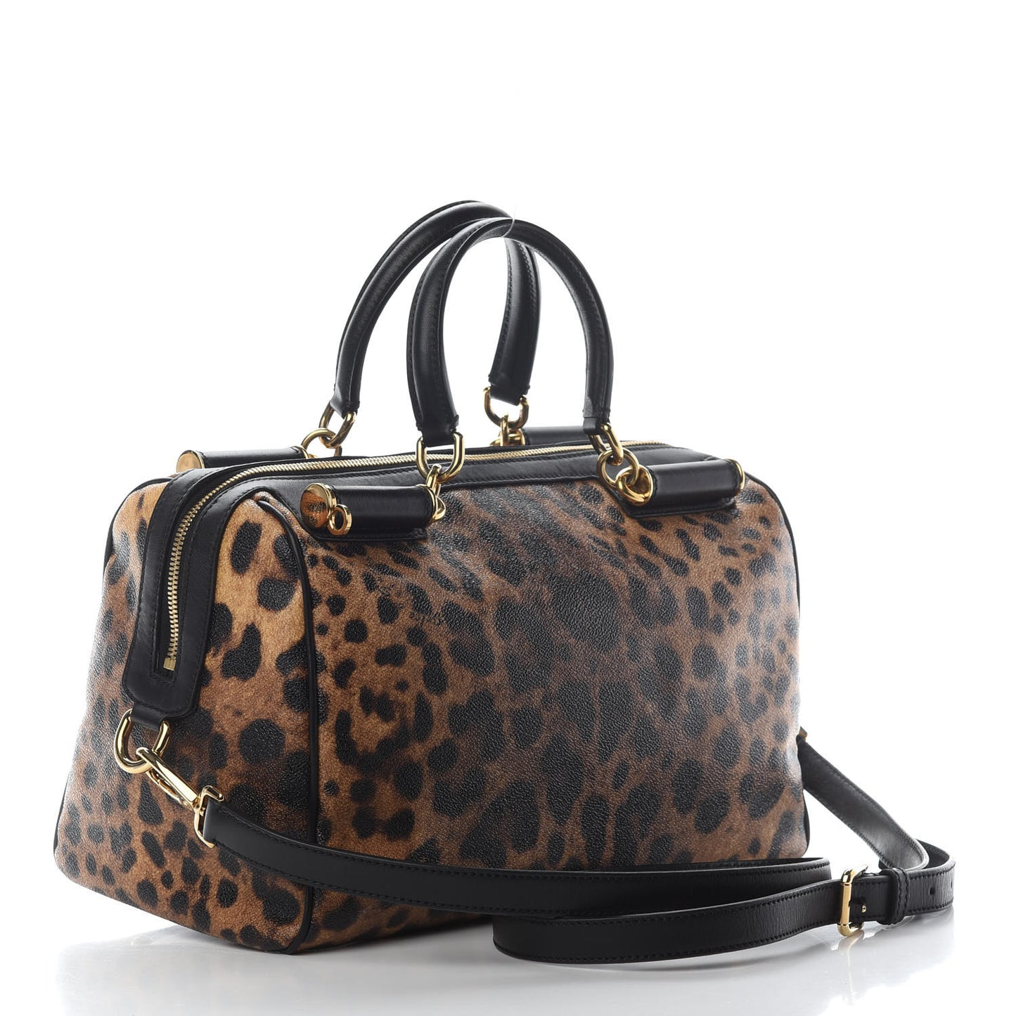 Dauphine Leopard Print Miss Sicily Boston Satchel