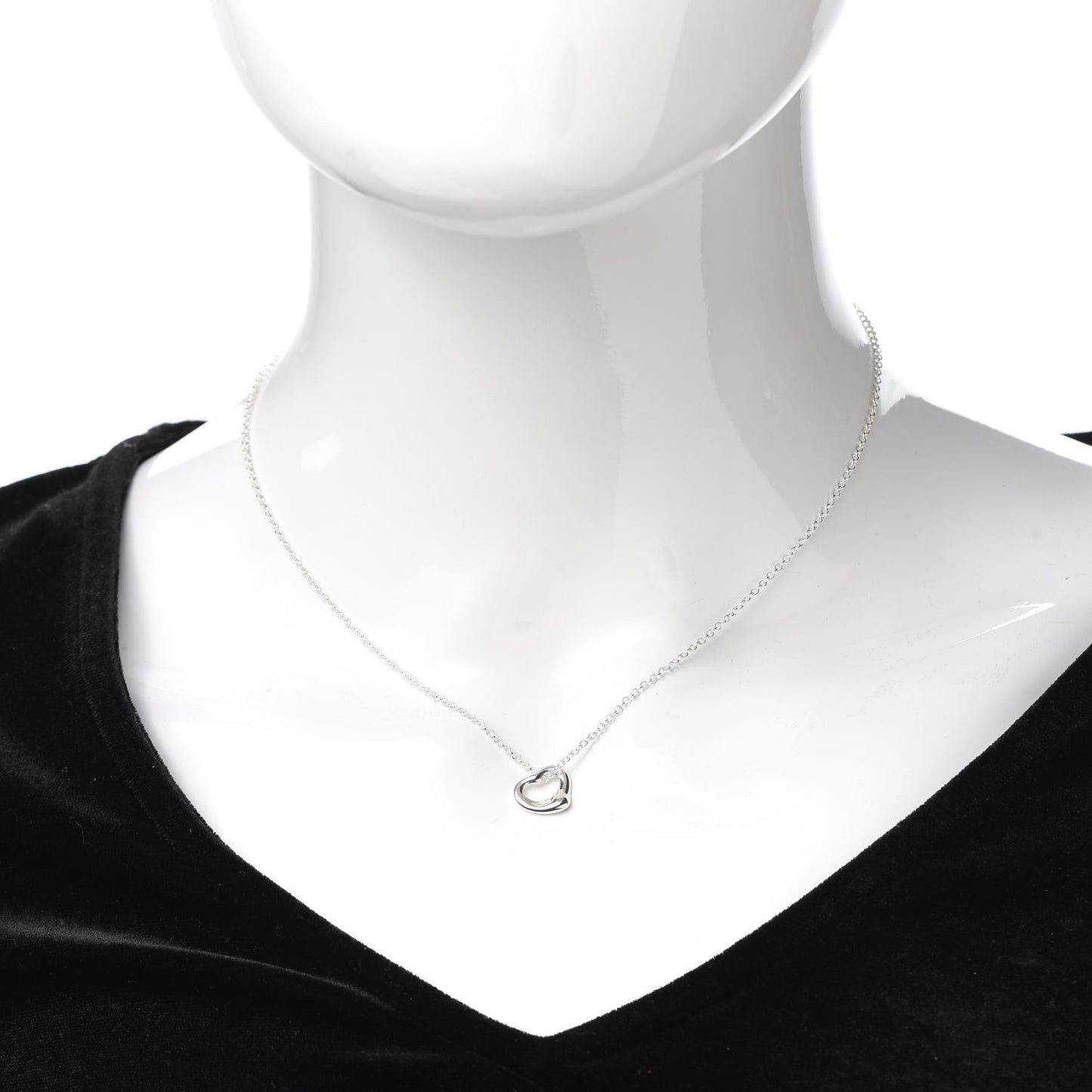 Sterling Silver 11mm Elsa Peretti Open Heart Pendant Necklace