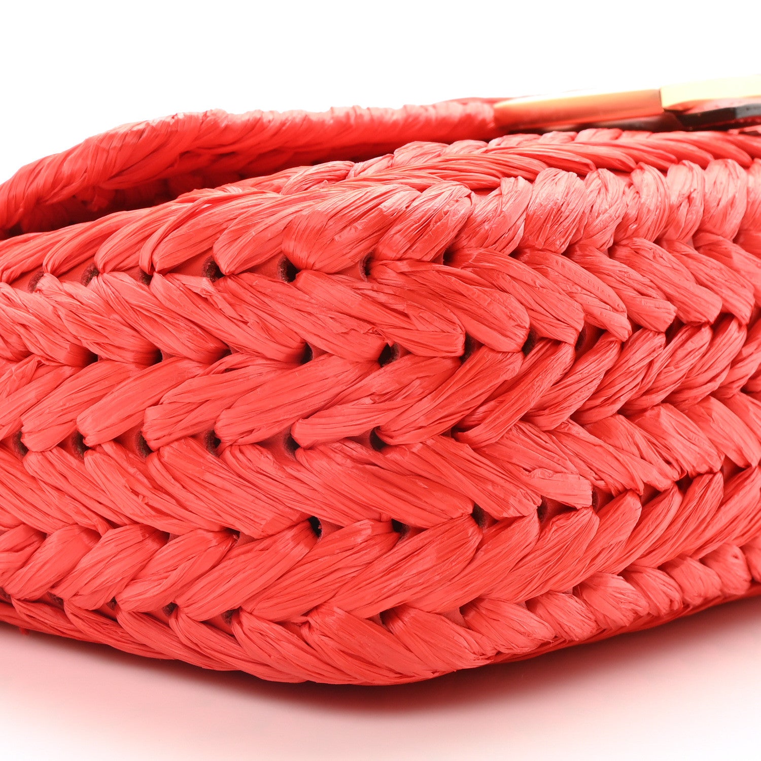 Fendi Paglia Vitello Grace FF Woven Baguette Lava 9 of 10
