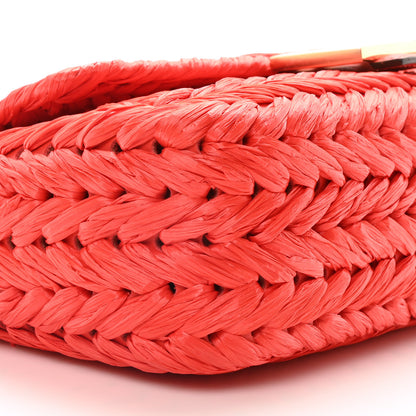 Fendi Paglia Vitello Grace FF Woven Baguette Lava 9 of 10