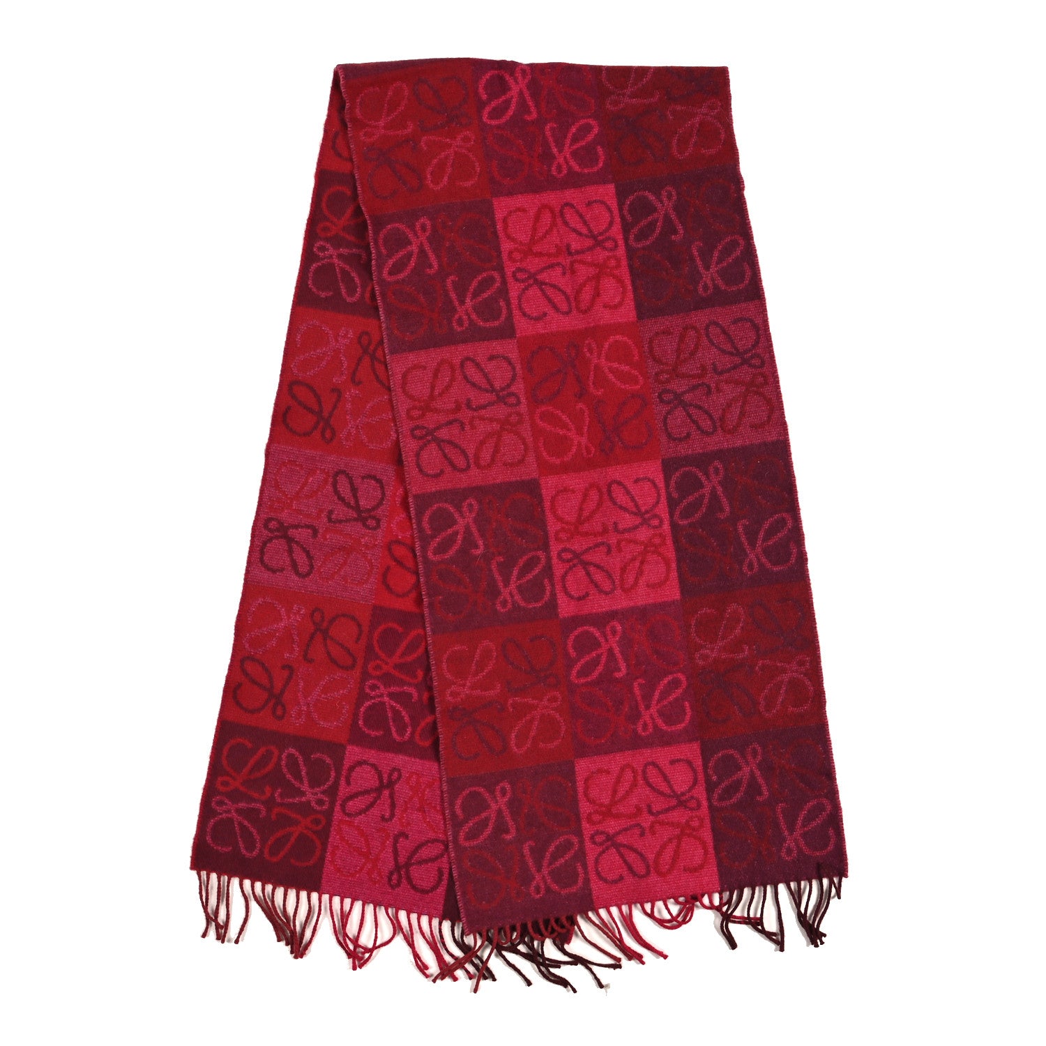 Loewe Wool Cashmere Anagram Scarf Burgundy 2 of 3
