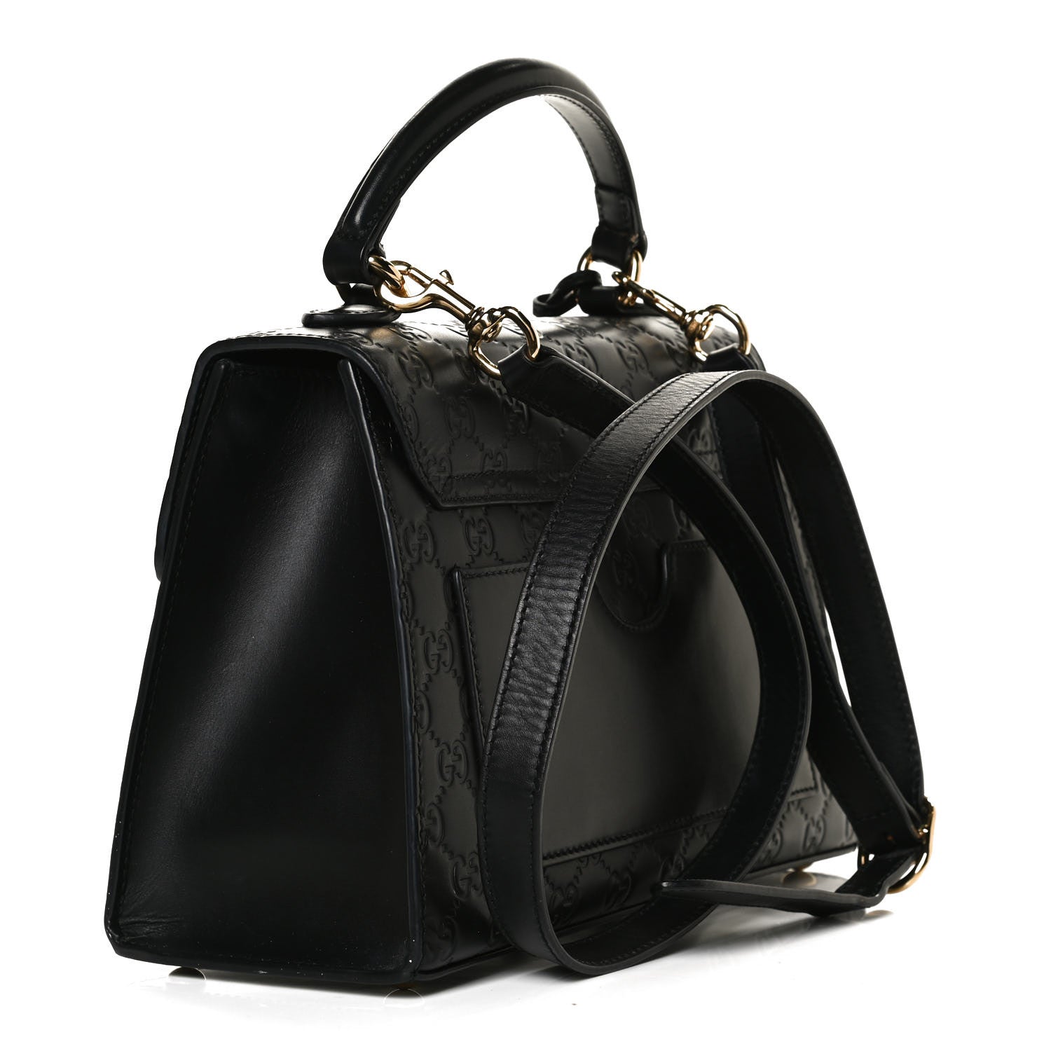 Gucci Guccissima Signature Small Padlock Top Handle Bag Black 3 of 18