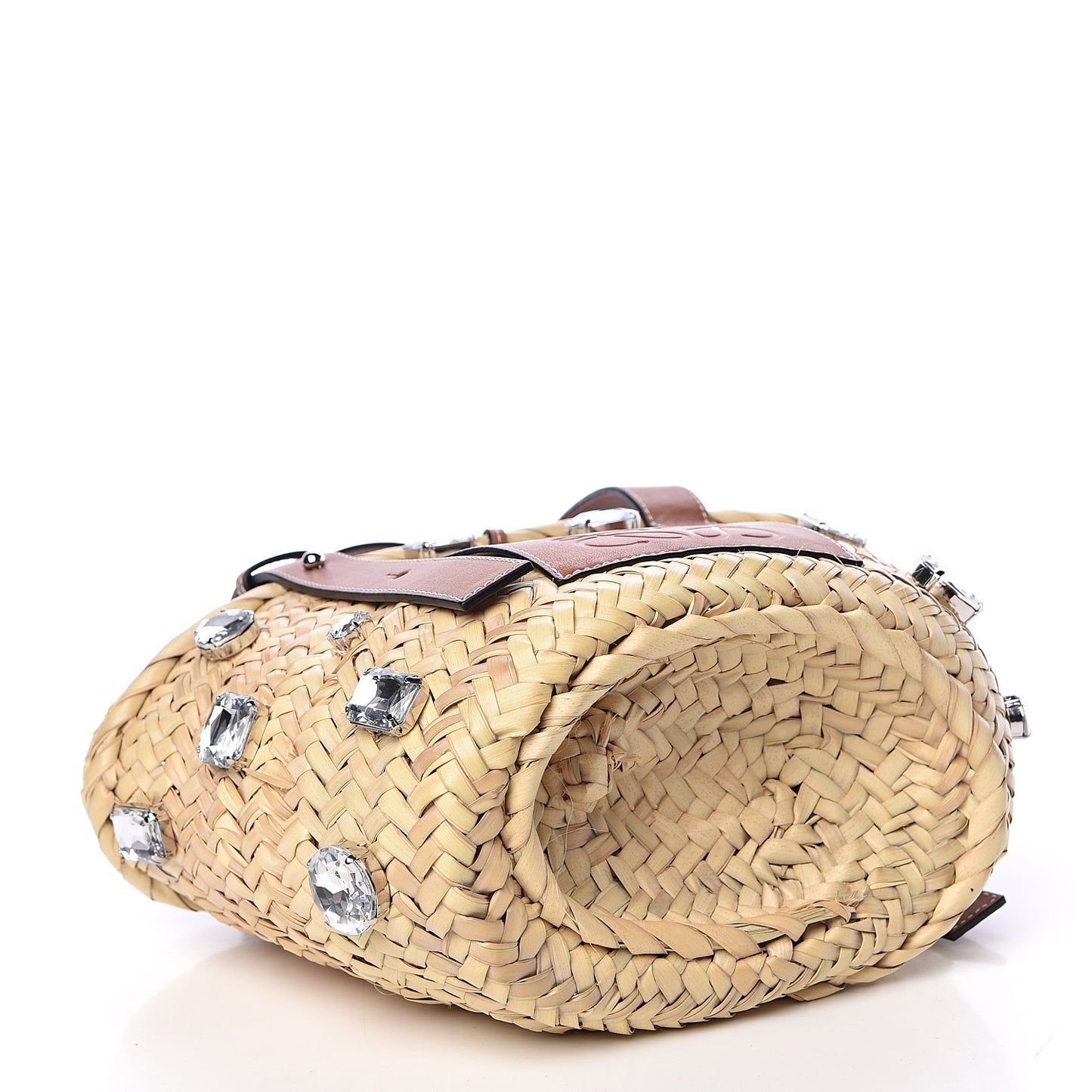Raffia Small Stones Basket Tote Bag Natural Tan