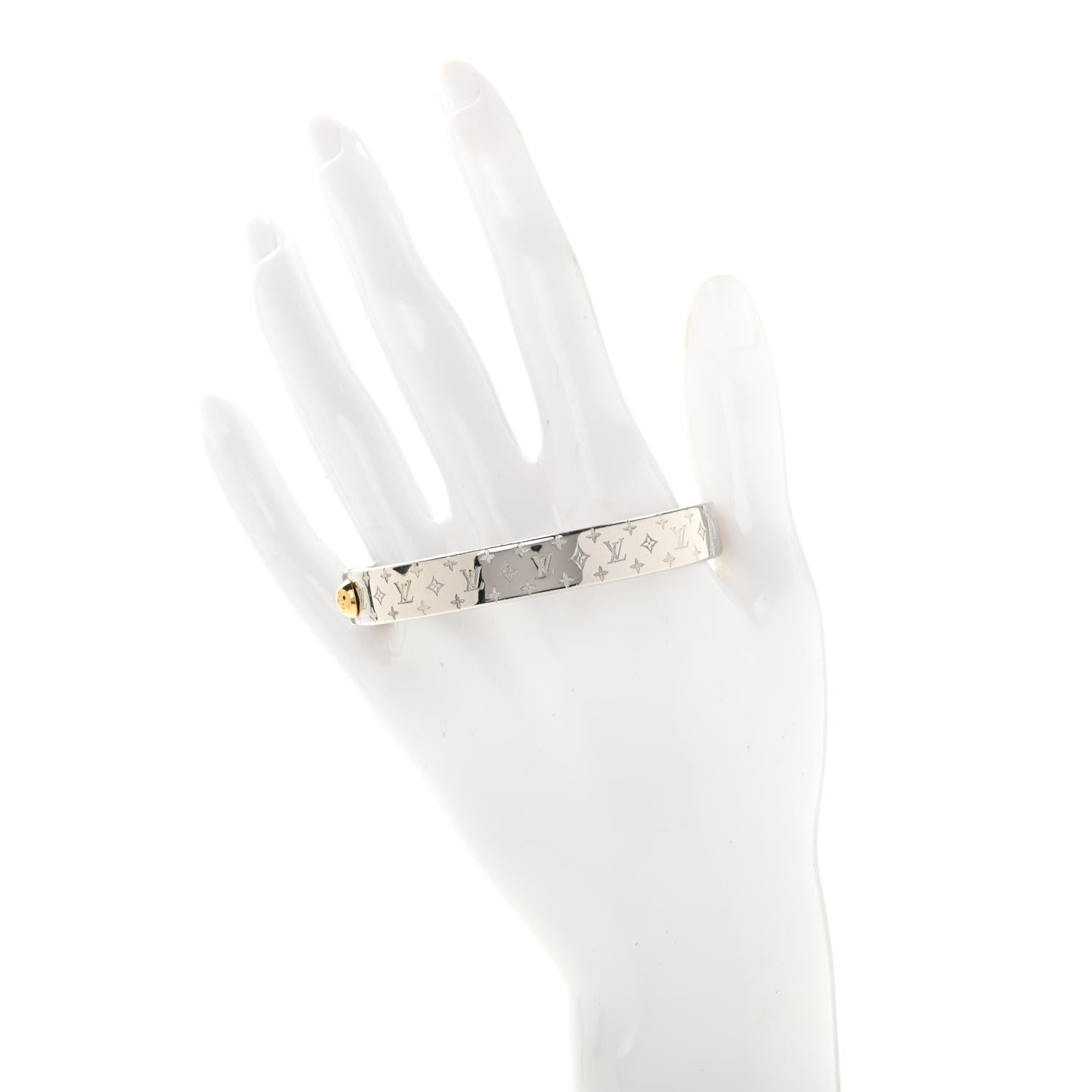 Louis Vuitton Palladium Monogram Nanogram Cuff S Silver 2 of 5