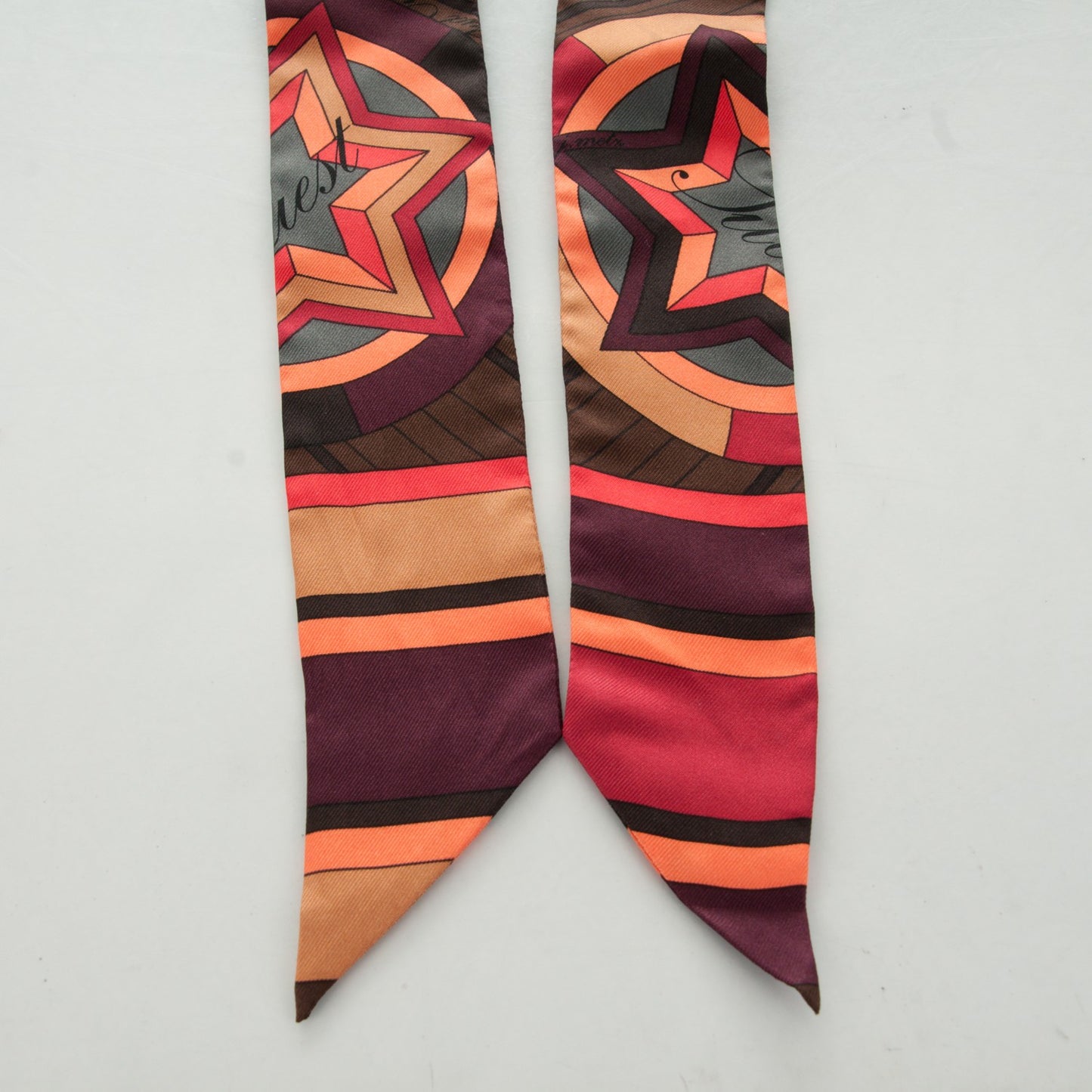 Silk La Rose Des Vents Twilly Marron Terracotta Vert