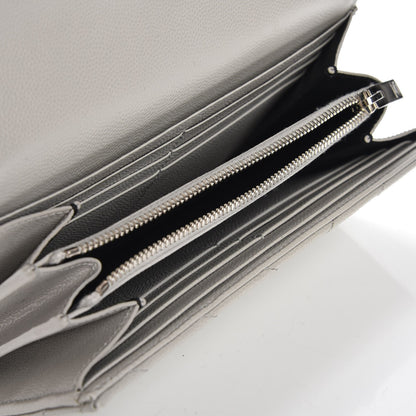 Saint Laurent Grain De Poudre Matelasse Monogram Flap Wallet Light Grey 6 of 14