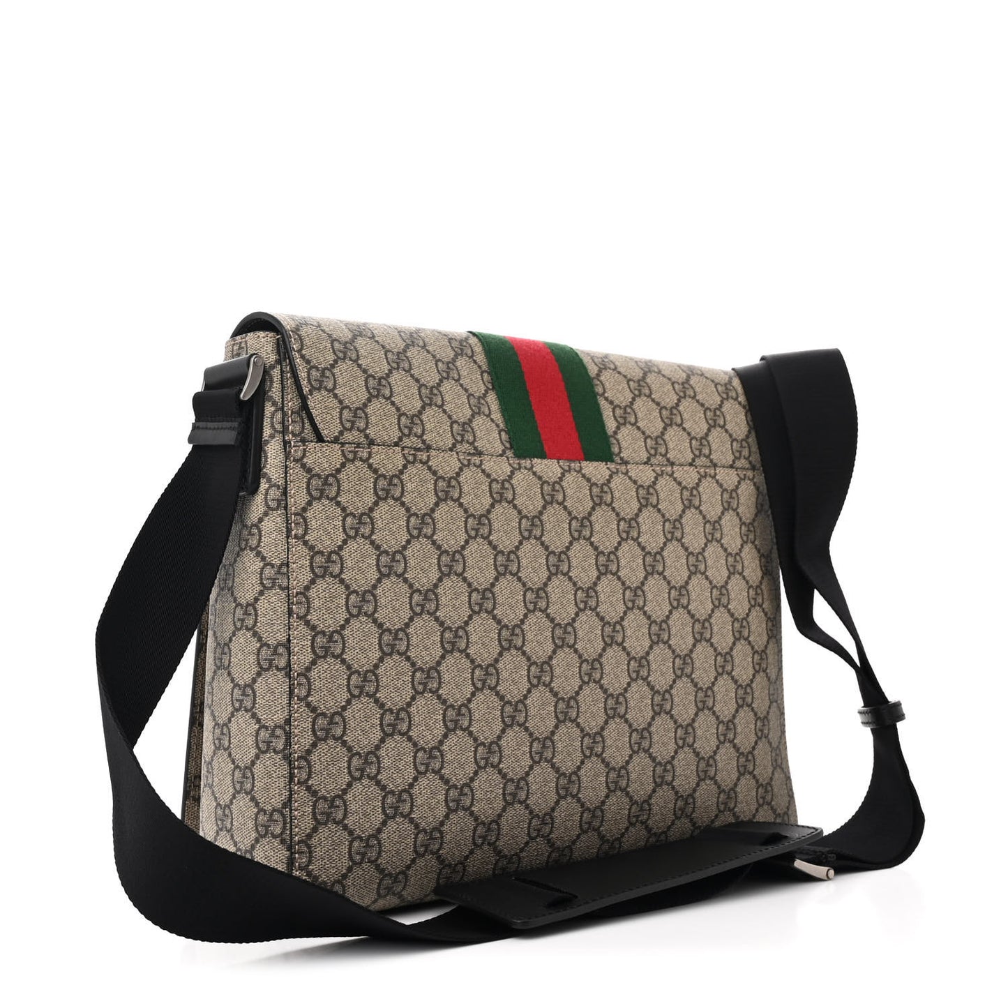 GG Supreme Monogram Web Flap Messenger Bag Black