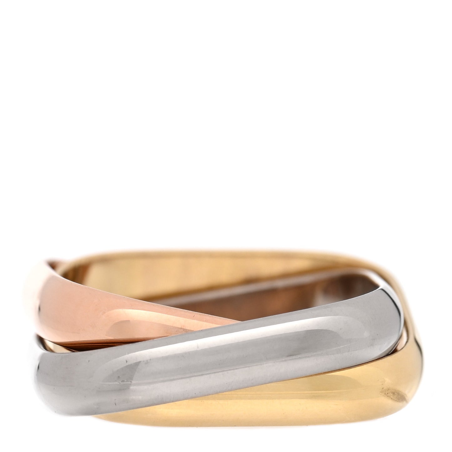 18K Pink Yellow White Gold Medium Trinity Cushion Ring 56 7.5