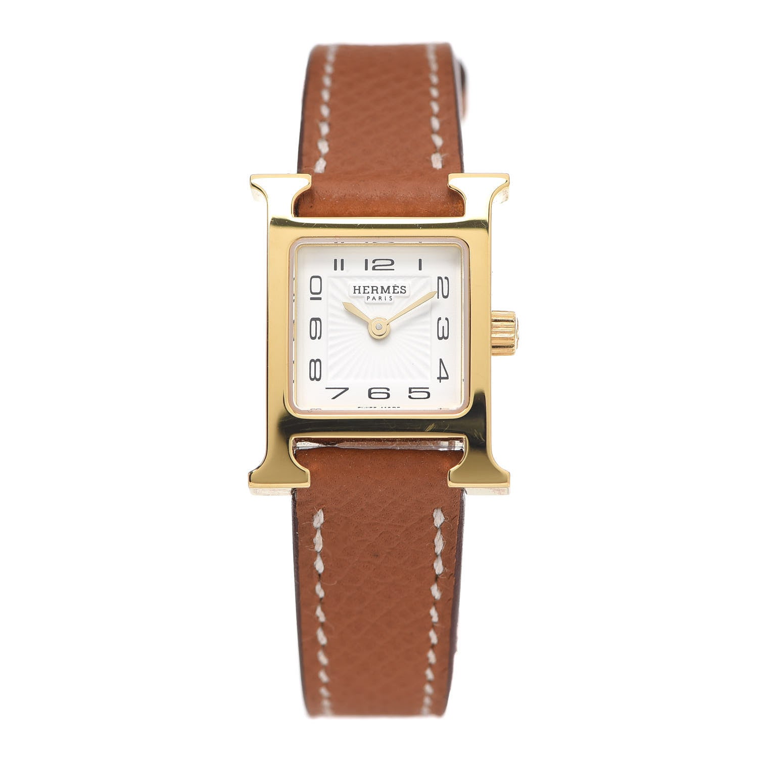 Hermes Stainless Steel Epsom 17.2mm Heure H Hour Quartz Watch Gold 1 of 5