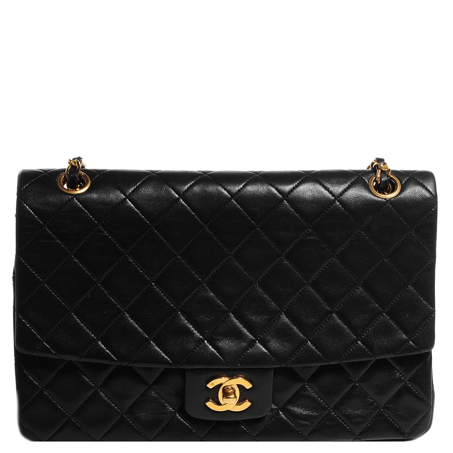 Lambskin Medium Single Flap Black