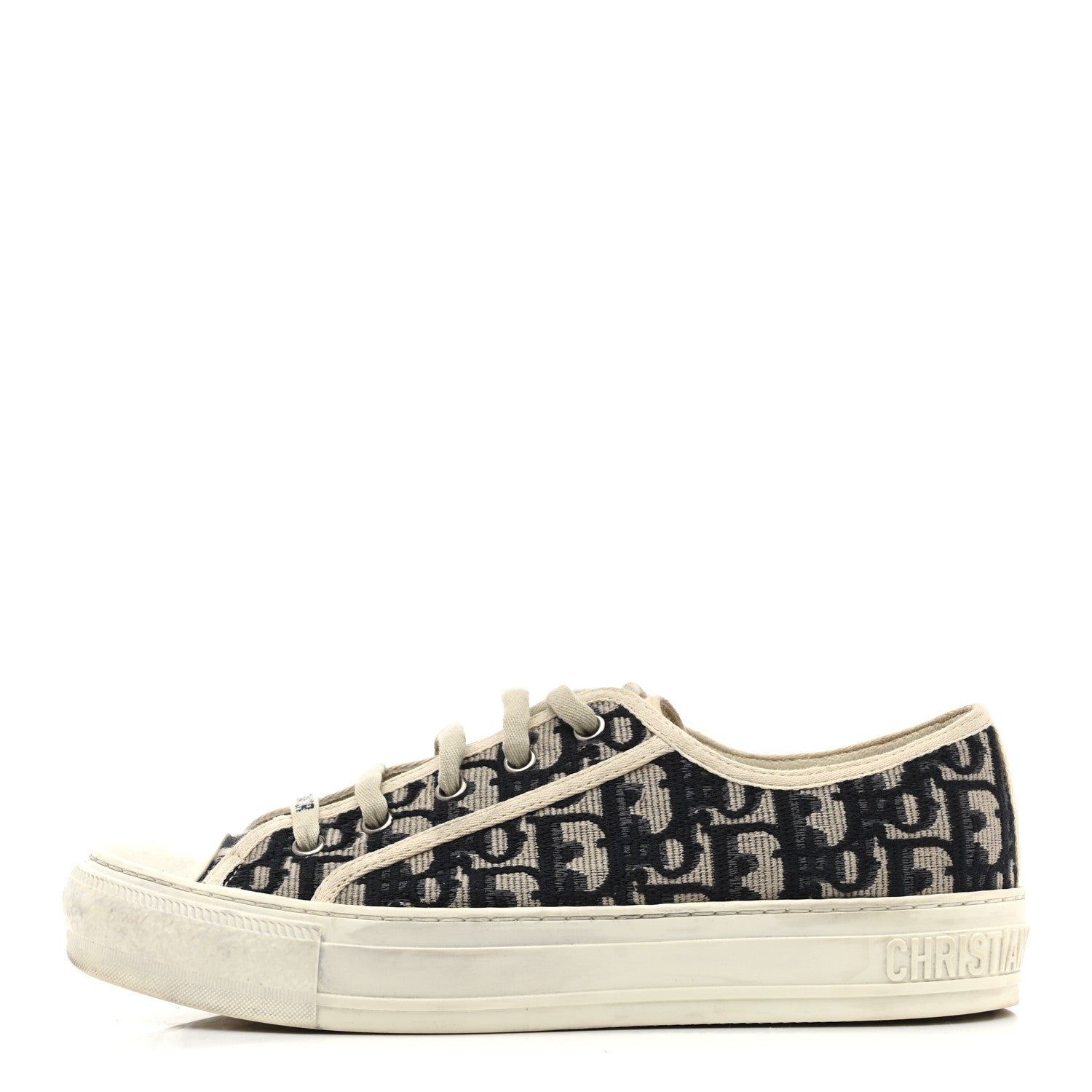 Christian Dior Canvas Oblique Walk 'N' Dior Low Top Sneakers 38.5 Deep Blue 1 of 10