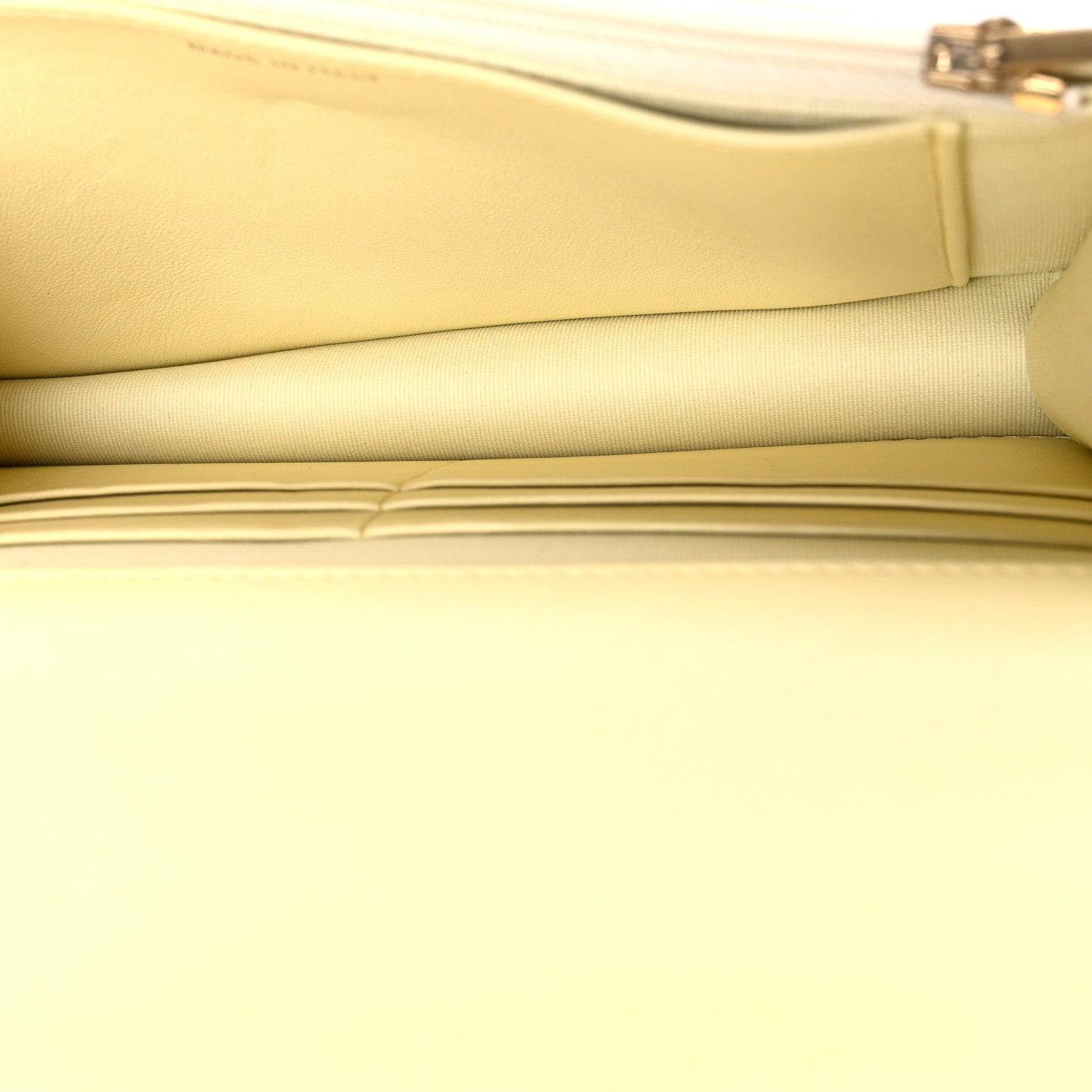 Chanel Lambskin Quilted CC Camellia Crush Wallet on Chain WOC Light Yellow 4 of 10