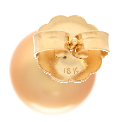 Mikimoto 18K Yellow Gold Golden South Sea Pearl 11mm Stud Earrings 4 of 5