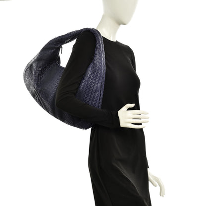 Bottega Veneta Embroidered Nappa Intrecciato Large Veneta Hobo Atlantic 2 of 8