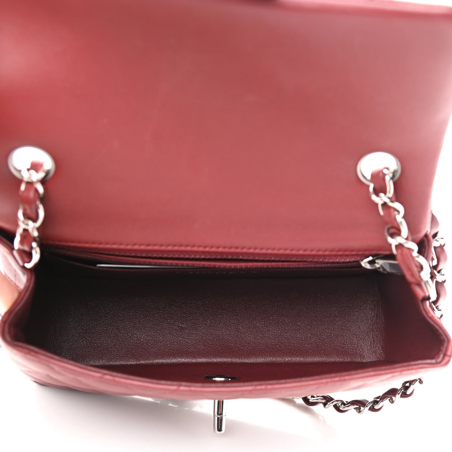 Chanel Lambskin Quilted Mini Rectangular Flap Burgundy 5 of 11