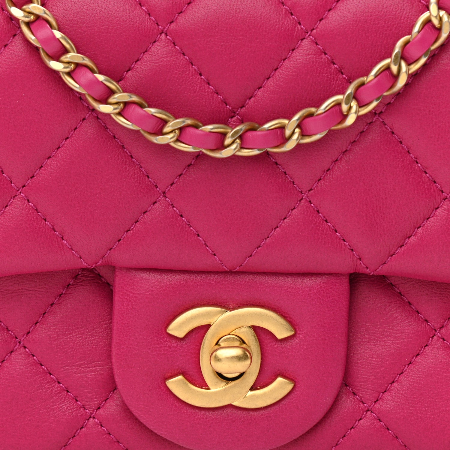 Chanel Lambskin Quilted Mini Pearl Crush Flap Fuchsia 7 of 11