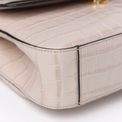 Chloe Calfskin Crocodile Embossed Small C Double Carry Cement Pink 9 of 10