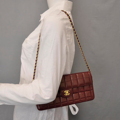 Chanel Lambskin East West Chocolate Bar Flap 2 of 9