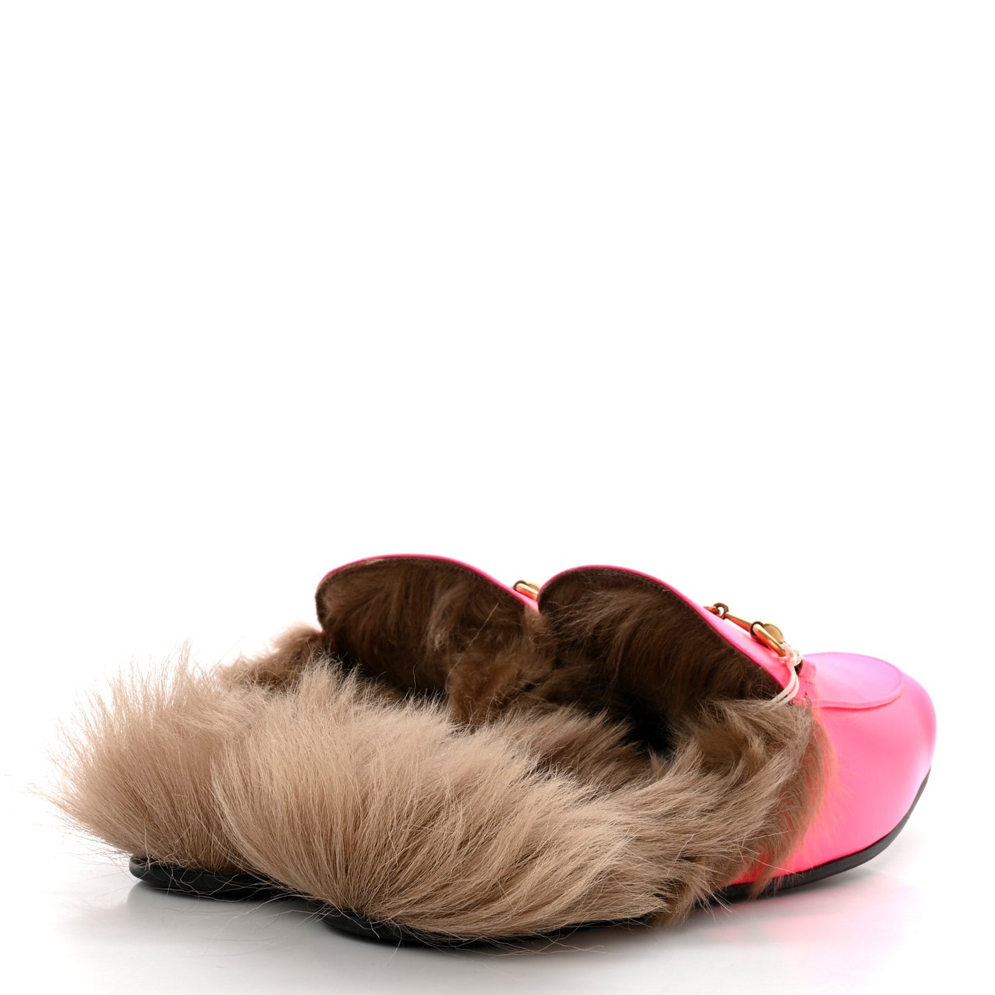 Calfskin Fur Mens Princetown Slippers 12 Fuxia Fluo Natural