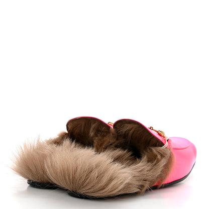 Gucci Calfskin Fur Mens Princetown Slippers 12 Fuxia Fluo Natural 4 of 7