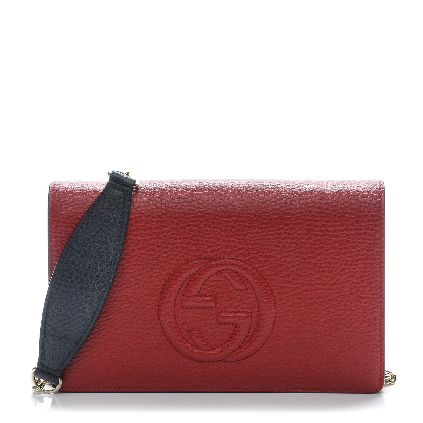 Dollar Calfskin Soho Wallet On Chain Hibiscus Red Mystic White Blue