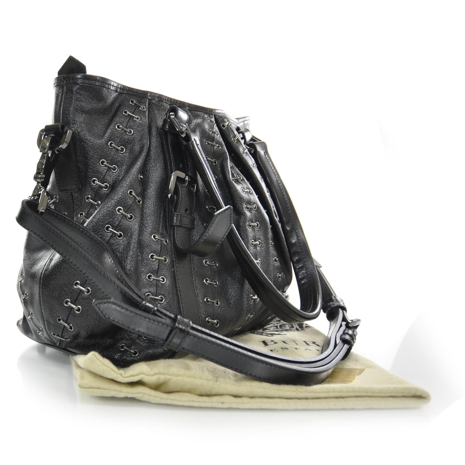Burberry Leather Metal Stitch Lowry Black 3 of 9