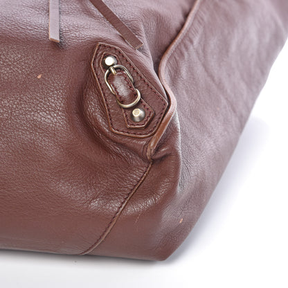 Balenciaga Calfskin Papier Flap Tote Castagna 14 of 20