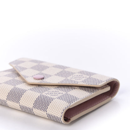 Louis Vuitton Damier Azur Victorine Wallet Rose Ballerine 7 of 9