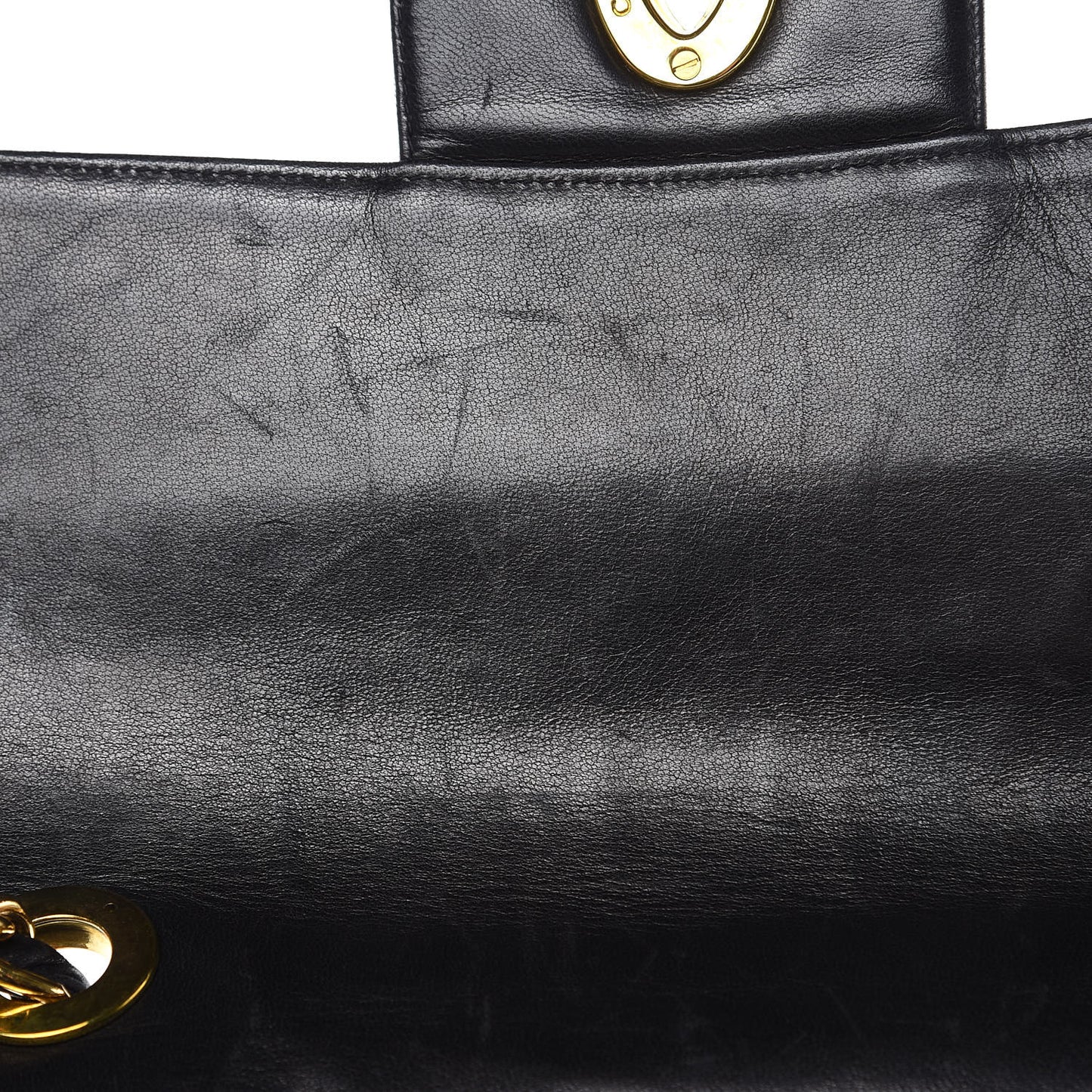 Lambskin Vertical Quilt Jumbo Single Flap Black