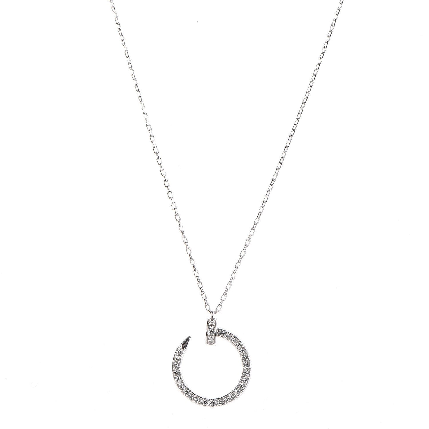 18K White Gold Diamond Juste Un Clou Paved Pendant Necklace