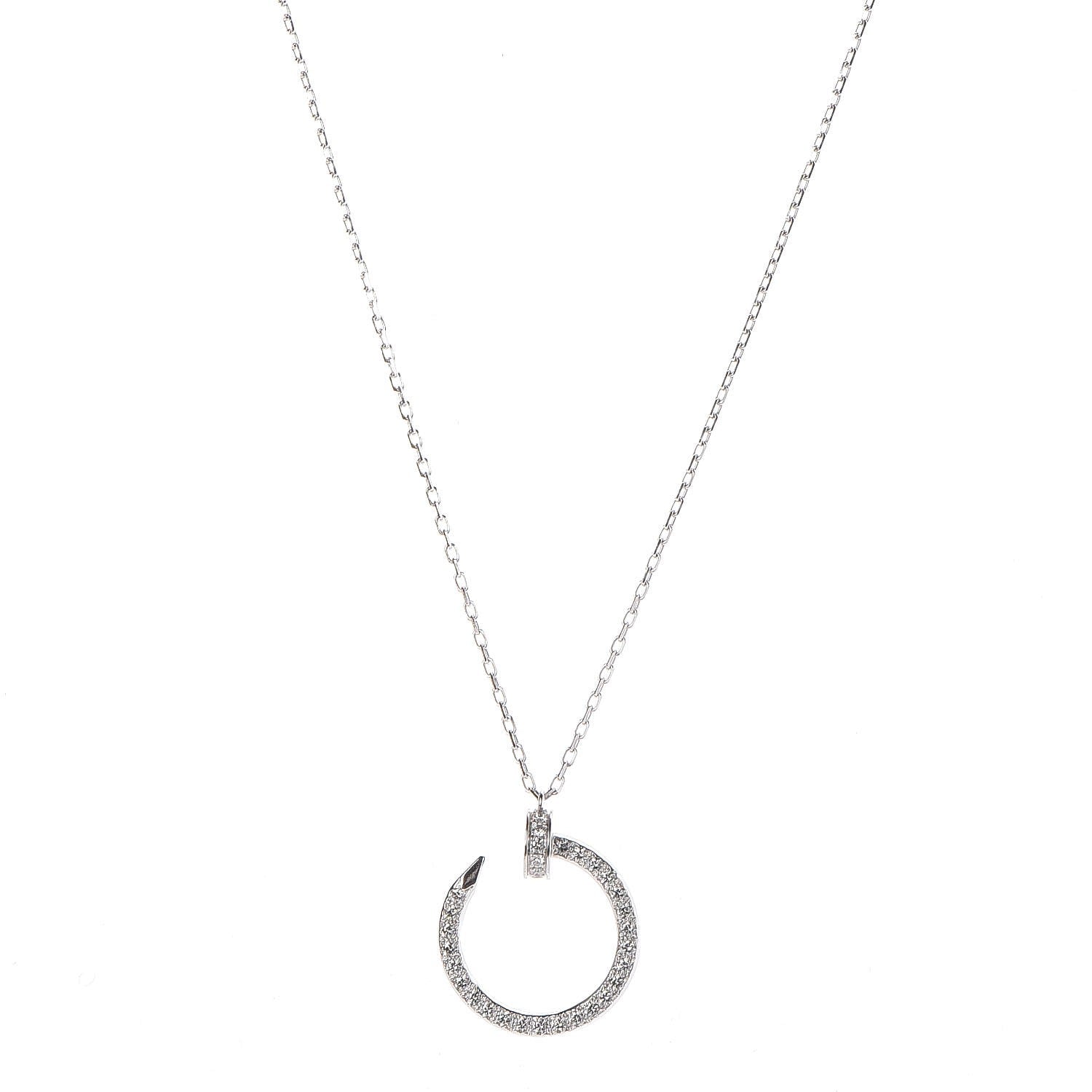 Cartier 18K White Gold Diamond Juste Un Clou Paved Pendant Necklace 1 of 7