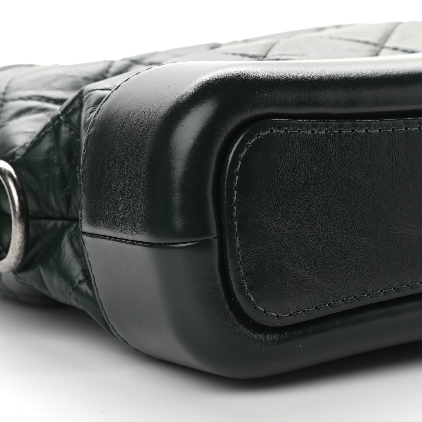 Aged Calfskin Quilted Small Gabrielle Hobo Dark Green