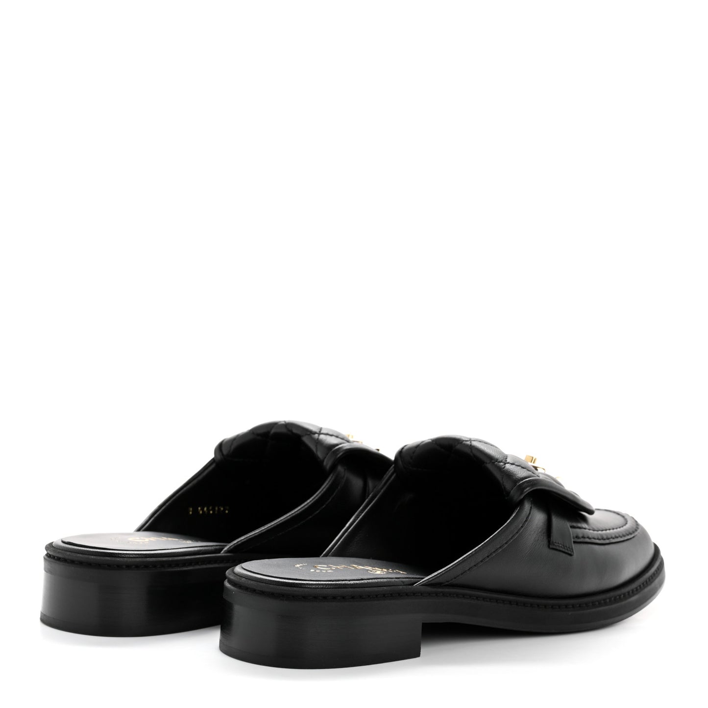 Lambskin Quilted CC Turnlock Mules 40.5 Black