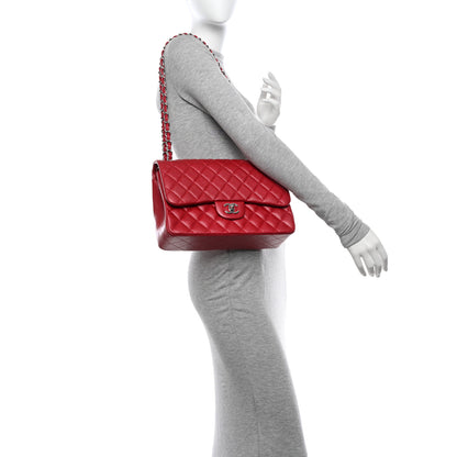 Chanel Pearly Caviar Quilted Jumbo Double Flap Dark Pink 2 of 10