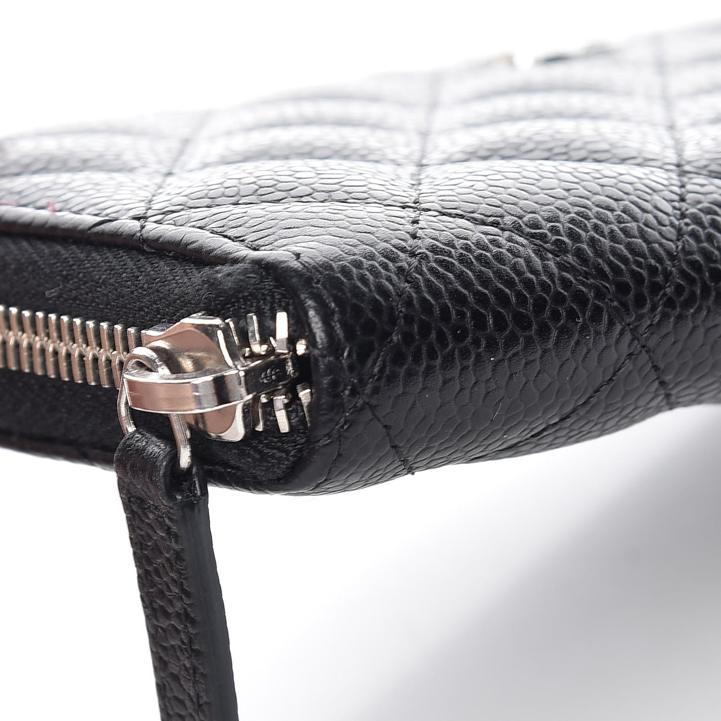 Caviar Quilted Large Gusset Zip Around Wallet Black