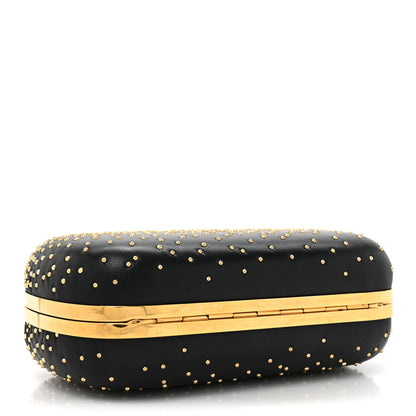 Alexander McQueen Crystal Nappa Queen and King Skull Box Chain Clutch Black Gold 4 of 9