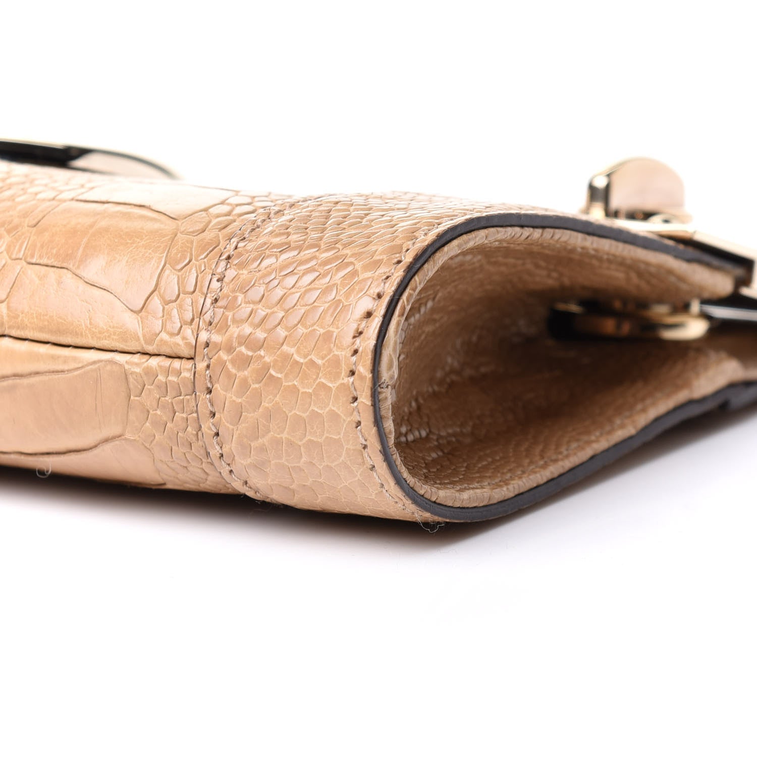 Gucci Ostrich Leg Britt Starlight Clutch Beige 9 of 10