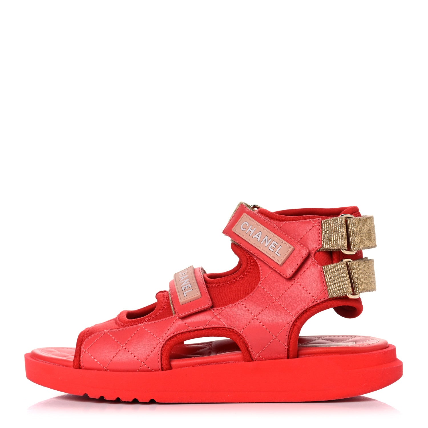 Chanel Goatskin Fabric Gladiator Sandals 36.5 Dark Red Light Pink 1 of 13
