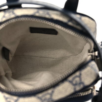 Gucci GG Supreme Monogram Textured Dollar Calfskin Web Mini Ophidia Double Zip Messenger Bag Beige Blue 5 of 7