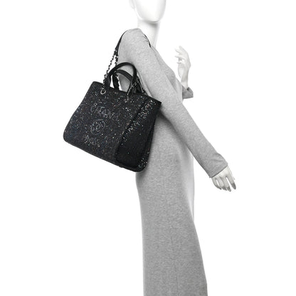 Chanel Calfskin Sequin Small Deauville Tote Black 2 of 10
