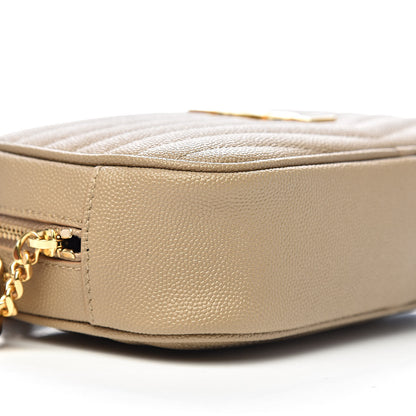 Saint Laurent Grain De Poudre Matelasse Monogram Mini Lou Camera Bag Dark Beige 7 of 10