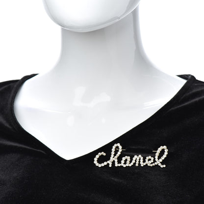 Chanel Metal Glass Swirling Pearls Brooch Pin Gold 2 of 4