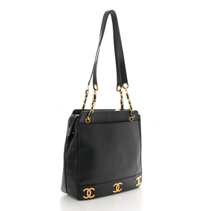 Chanel Caviar Triple CC Shoulder Bag Black 3 of 11