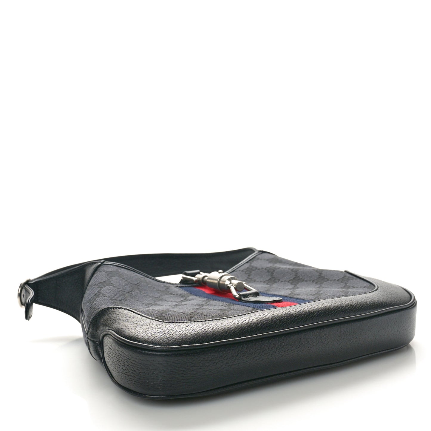 X BALENCIAGA BB Monogram Calfskin Web Small Jackie 1961 Hobo Black
