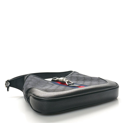 Gucci X BALENCIAGA BB Monogram Calfskin Web Small Jackie 1961 Hobo Black 4 of 10