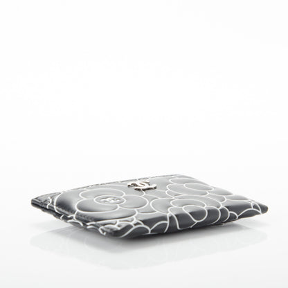 Chanel Lambskin Camellia Embossed Card Holder Black White 4 of 8