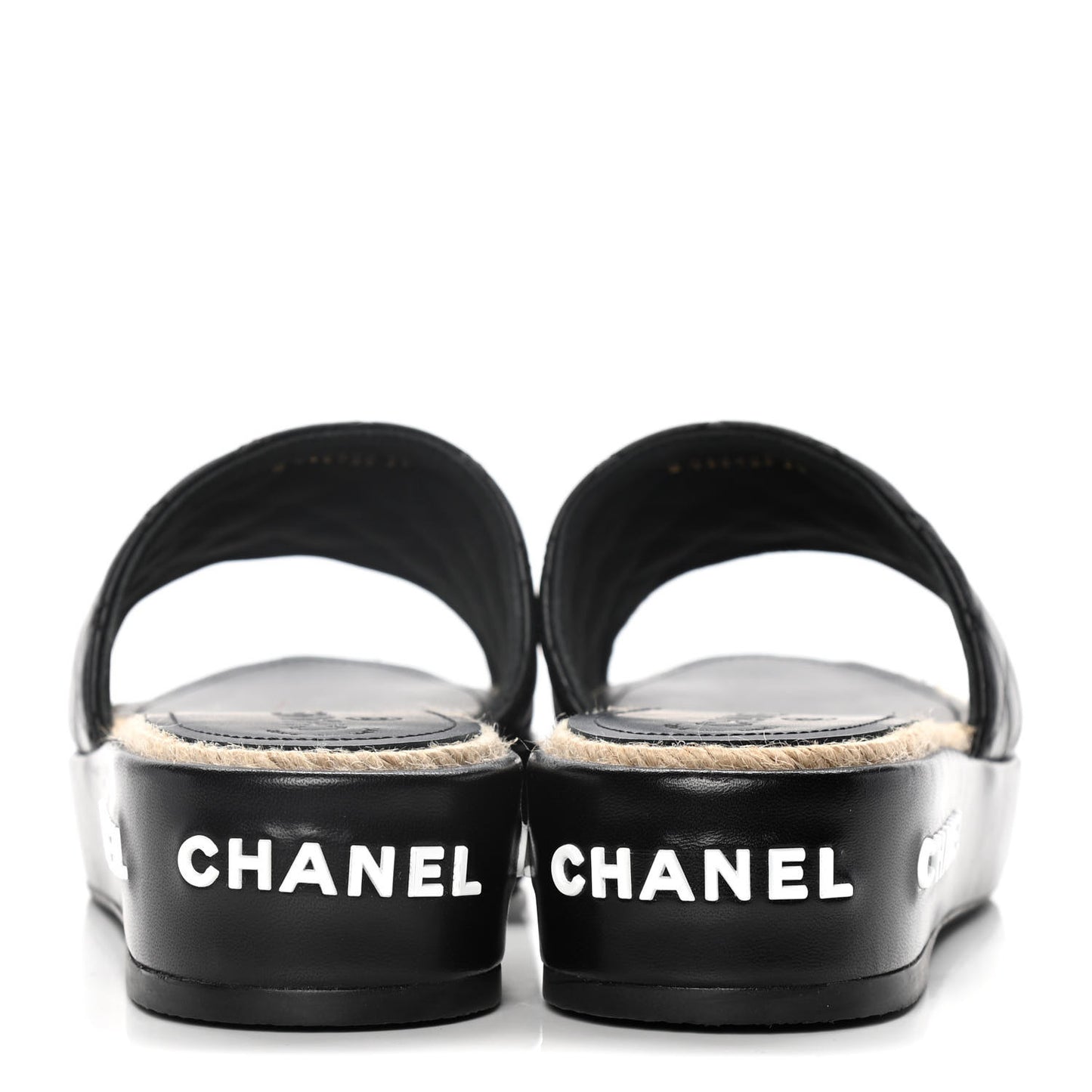 Lambskin Quilted CC Espadrille Slip On Sandals 39 Black