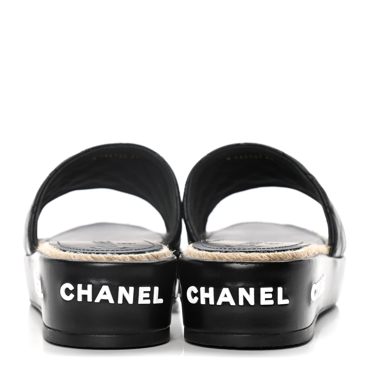 Chanel Lambskin Quilted CC Espadrille Slip On Sandals 39 Black 7 of 14
